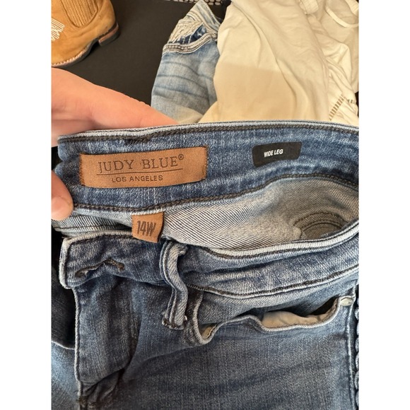 JUDY BLUE High Waist Side Braid Detail Crop Wide Leg Jeans 14W Western Boho - Picture 8 of 9